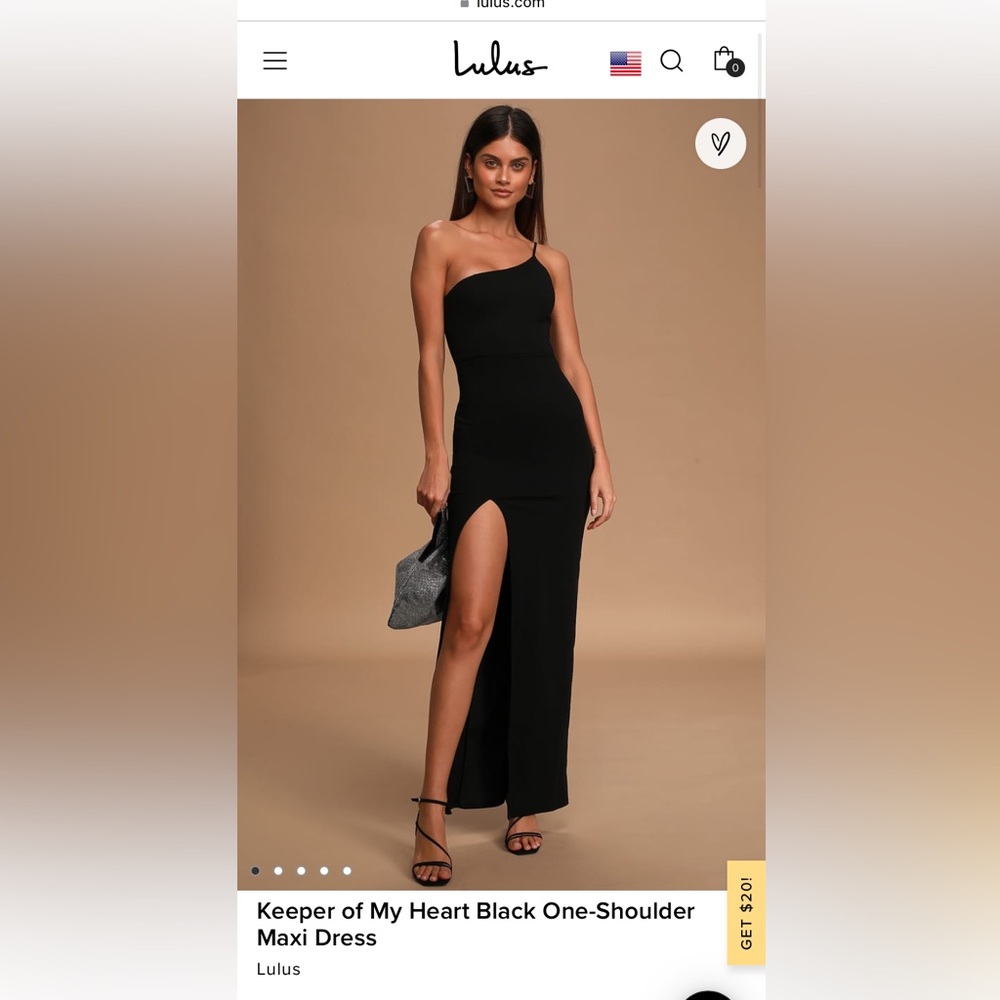 Lulu’s Keeper of My Heart Black One-Shoulder Maxi Dress